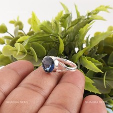 Sterling Silver Round Natural London Blue Topaz Wife Anniversary Solitaire Ring