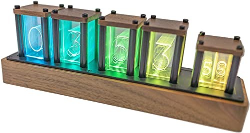  Digital Tube Desk Clock Retro Modern Wooden Clock 1600 Colo