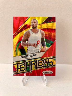 Damian Lillard 2025-26 Panini Prizm Fearless Red Seismic /275 #13 Blazers