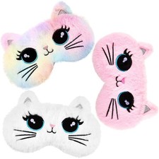 Geyoga Sleep Mask for Kids, Girls Plush Sleeping Eye Cat Style, Colorful