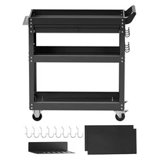 Uimoso 4-Tier Tool Cart on Wheels 350lb Rolling Work Cart with Drawer & Pegboard