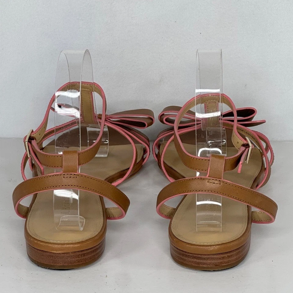 Sandalia Talbots Keri Bow Vachetta Cuero Coñac Rosa Gladiador Cottagecore Talla 9.5 Foto 2 de 4