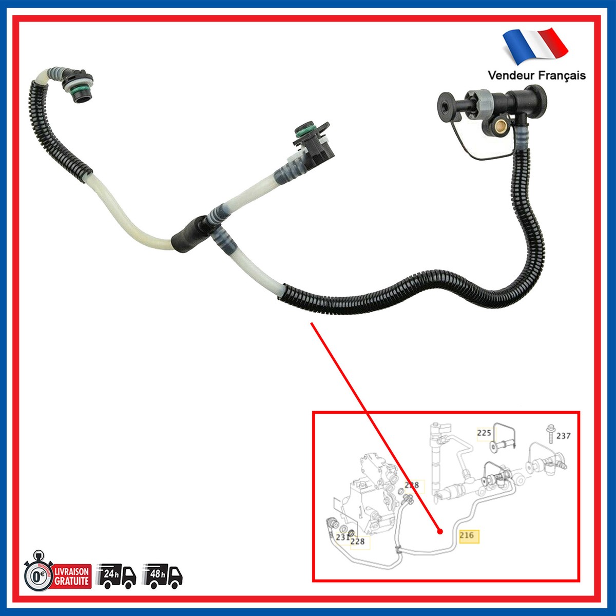 Tuyau Carburant Fuite compatible Mercedes W203 CL203 S203