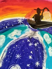 AstralFisher 14 x 11 in Vibrant Abstract Expressionism Canvas Painting