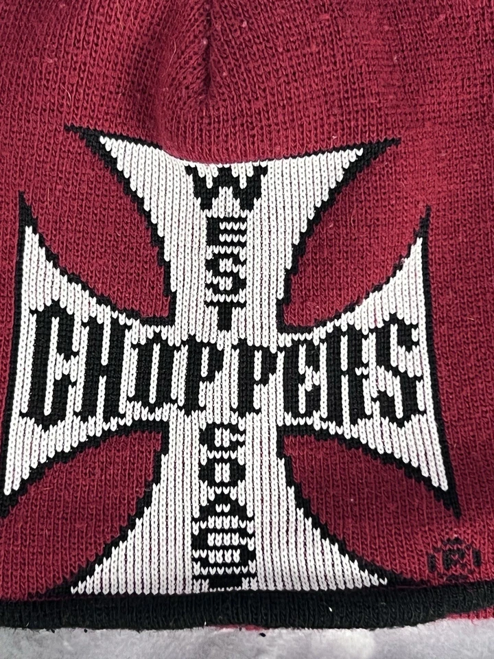 De Colección Y2K West Coast Choppers Jesse James Rojo Y Negro Calavera Gorro Motociclista Sombrero Foto 2 de 4