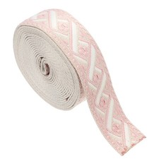 4.75Yards Cotton Webbing Strap 50mm Jacquard Webbing Strap, Cream-Pink