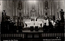 Vespers by the Friars, Old Mission, SANTA BARBARA California Real Photo Postcard