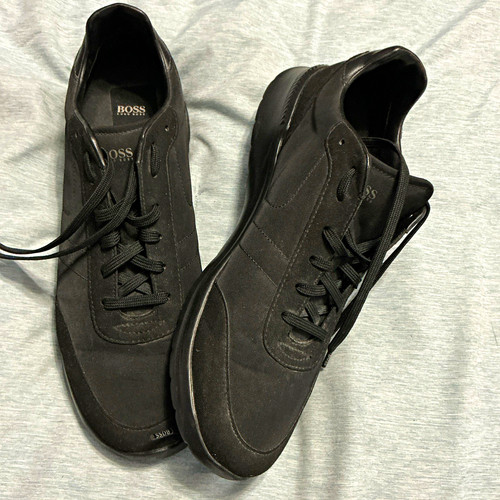 BOSS Hugo Boss Men's Black Low Top Lace Up Athletic Sneakers Solid