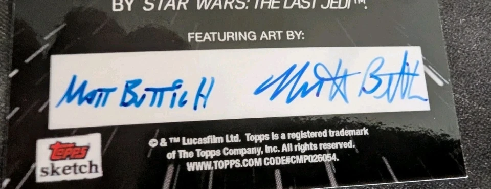 Tarjeta de boceto Topps Star Wars Matt Buttich 1/1 Stormtrooper The Last Jedi Foto 3 de 4