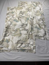 Villa Noble Excellence King Shams-2 Button Back Tropical Flowers Tan Teal Brown