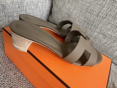 Size 37EU Brand New Hermès Etoupe Epsom Calfskin Oasis Sandals | eBay