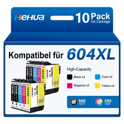 10er Patronen Kompatibel für Epson 604 XL XP-3200 3205 2200 2205 4200 WF-2930