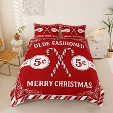 Christmas Bedding Set for Boys Girls Christmas Quote Comforter Cover Set King...
