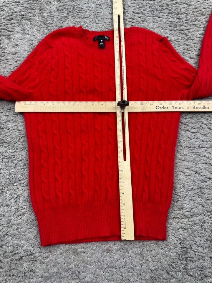 Suéter AQUA Mujer Mediano Rojo Cachemira 3D Tejido con Cable Acanalado Cuello Redondo Pullover Foto 4 de 4