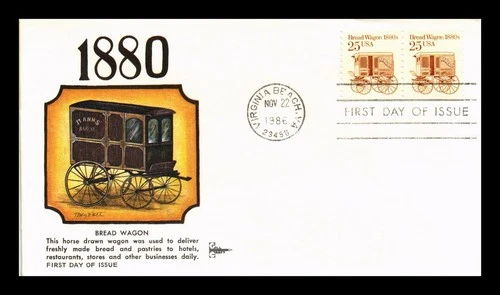 US COVER BREAD WAGON TRANSPORTATION SERIES FDC GILL CRAFT CACHET