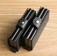 Credit Card RFID Holder Black Wallet Blocking Double Case Business Men