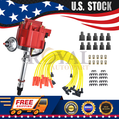 HEI Distributor for Chevy SBC 350 BBC 454 & Spark Plug Wires Combo Kit GM08