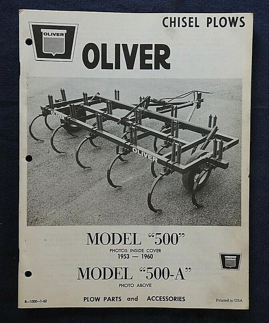 1962 OLIVER "No. 500 500A Series TRACTOR CHISEL PLOW" PARTS CATALOG