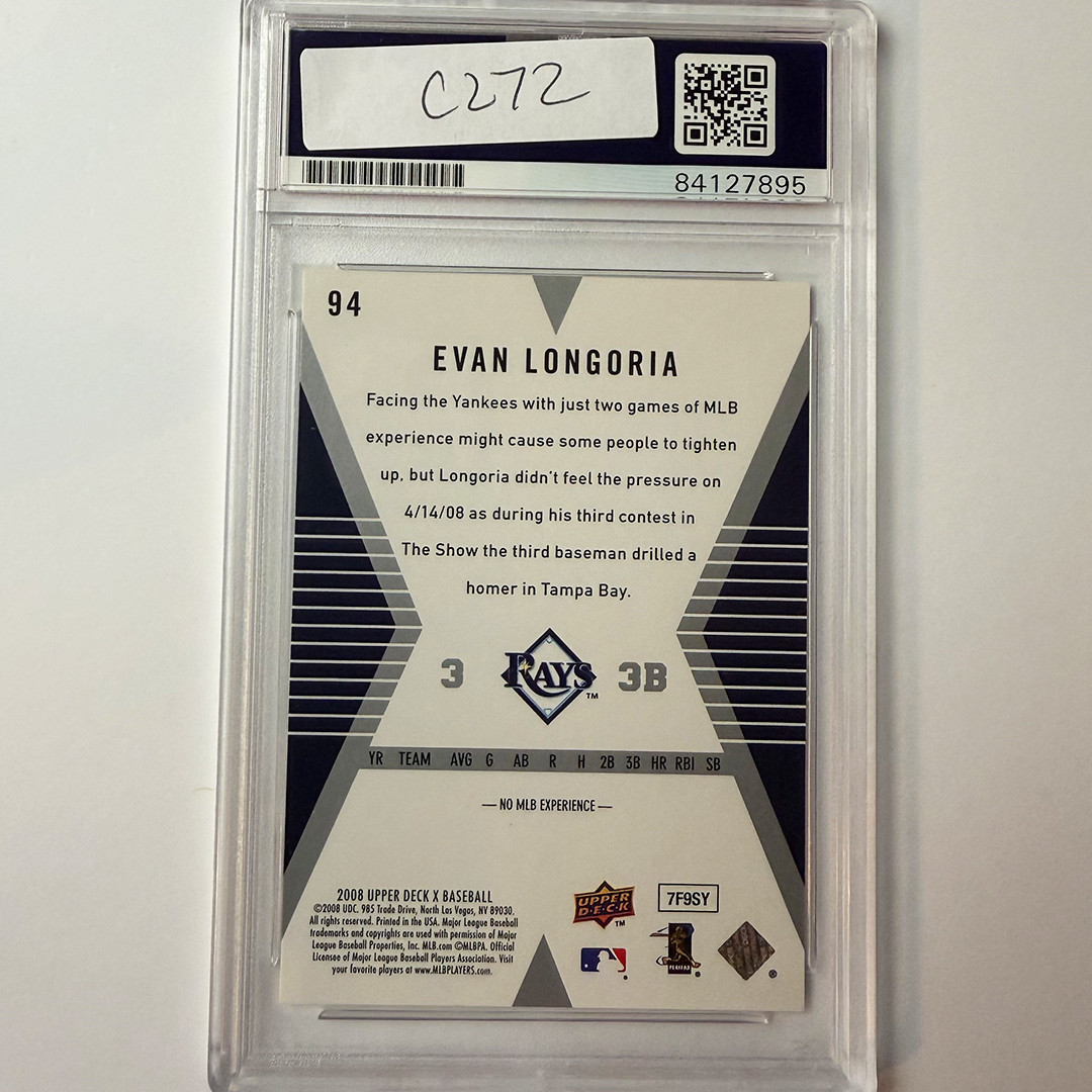 Evan Longoria Signed 2008 Upper Deck X Rookie #94 PSA Auto Authentic view 2
