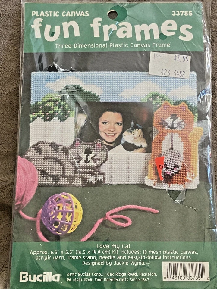 Bucilla Plastic Canvas Needlepoint Kit ~ Fun Frames ~ Love my Cat ~ Craft Kit - Image 2 of 4