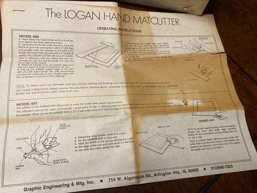 Logan Model 400 HAND MATCUTTER With INSTRUCTIONS - 第 4/5 張圖片