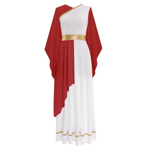 Womens Halloween Ancient Rome Egypt Greek Toga Costume Sleeveless Robe Dress - Picture 26 of 47