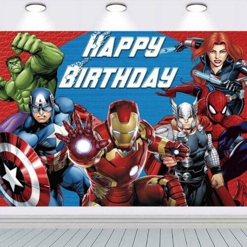Superheroes Theme Birthday Party Decorate, 5x3.5ft Happy Birthday Backdrop - Picture 2 of 7