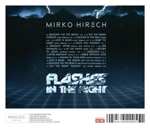 Mirko Hirsch – Flashes In The Night: Remixes 2021 ALBUM CD Italo-disco - 第 2/2 張圖片