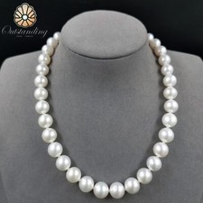 Genuine AAAA Huge13mm Australia South Sea White Pearl Necklace Hallmark 18k Gold