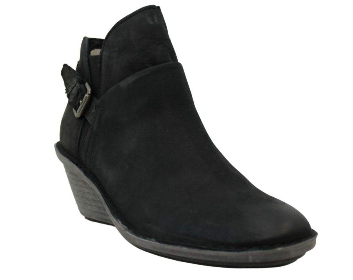 OTBT Rocker Leather Wedge Ankle Boots stylishblack leather ash bottom Size  7M