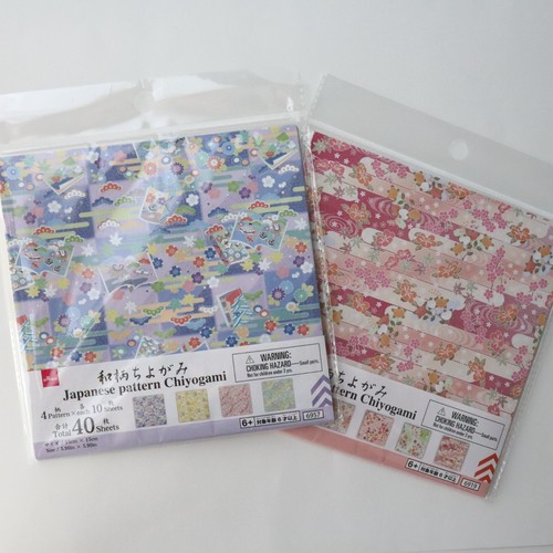 Chiyogami Japanese pattern Daiso 4patterns x 10 sheets 2 set blue $ pink