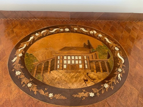 Schreibsekretär Nussbaum intarsiert Balticum um 1800 - Bild 2 von 23