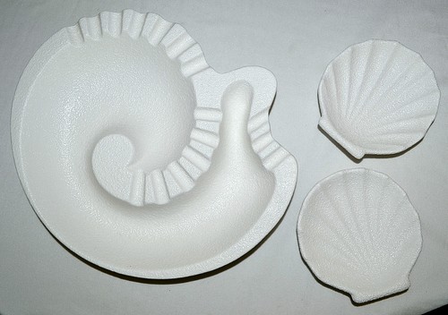 MCM Large Ceramic Royal Haeger WHITE Shell Footed Pottery Ashtray R1735 & 2 #178