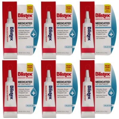 6 x Blistex Lip Medicated Ointment, Lip Protectant 0.35 Oz Value Size