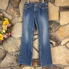 Vintage Y2K Bongo Mid Dark Wash Jeans Size 5 Flare High Rise Waist 28 x 28 Fade