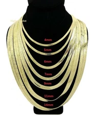 New Herringbone Chain 4mm to 14mm 18" 20" 24" 30" 14K Gold Plated Necklace 