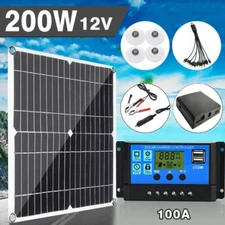 200 Watts Solar Panel Kit 100A 12V Battery Charger w/ Controller Caravan Boat RV