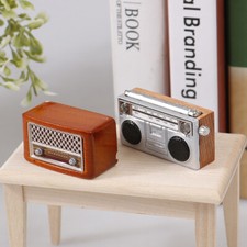 Radio grabadora miniatura para casa de muñecas escala 1/12 accesorios de metal para muebles para el hogar