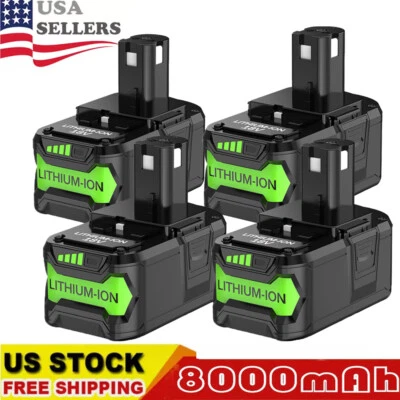GOCKOUTSPORT 8.0Ah For RYOBI P108 18V Battery High Capacity 8000mAh For One Plus Battery P106