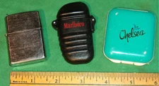 (3) Vintage Cigarette Lighters (2) butane (1) Zippo Clone Nice! Clean!