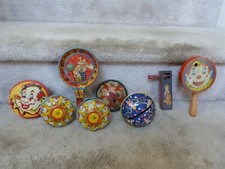 Lot of 8 VINTAGE Tin Lithograph Noise Makers Clown Kirchhof