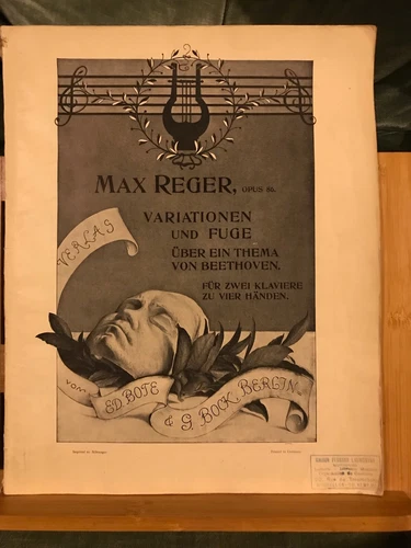 Max Reger Variations Fugue Beethoven Theme Sheet Music 2 Pianos Ed. Bote Bock