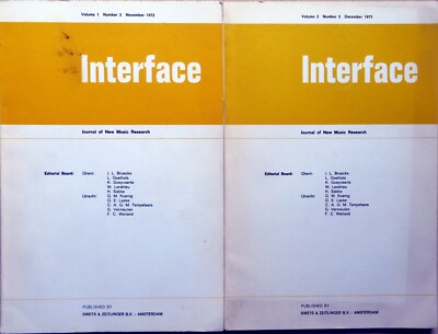 INTERFACE Journal of New Music Research - 2 Vintage Issues from 1972-1973