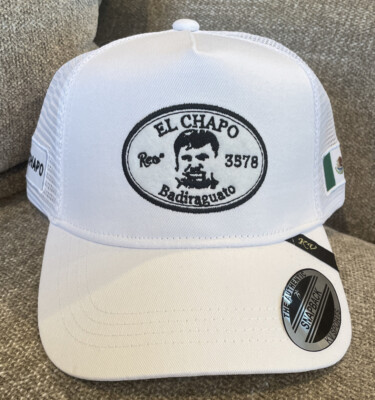 EL CHAPO GUZMAN 701 MEXICO HAT 3 LOGOS White MESH SNAPBACK ADJUSTABLE Cap Gorra