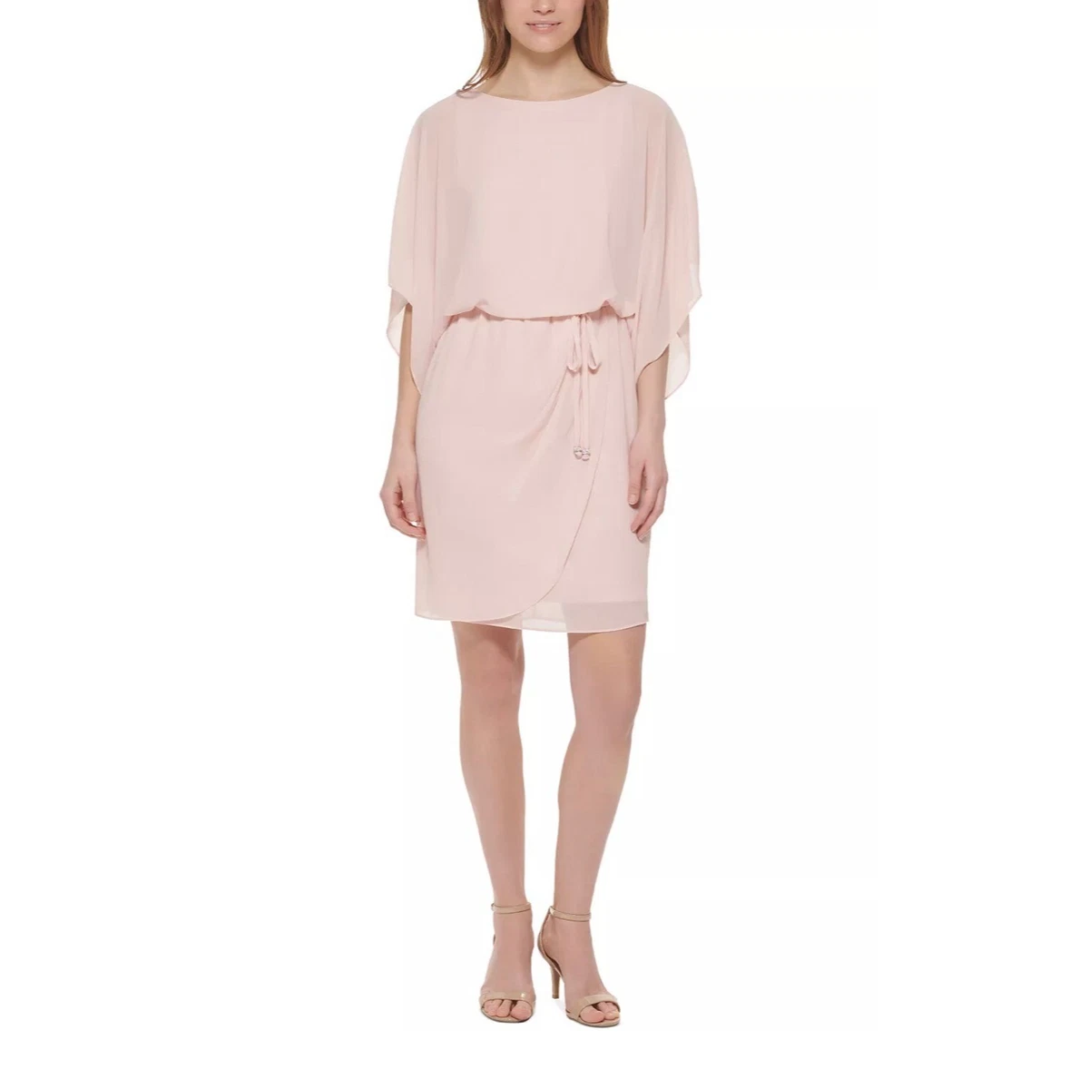 JESSICA HOWARD Cape Sleeve Blouson Dress Blush Petite 10 194592783271 | eBay