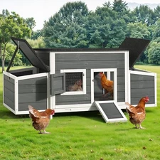 Outdoor Wooden Rabbit Hutch 67x24x28" w/ Nesting Box Pet Cage Poultry House