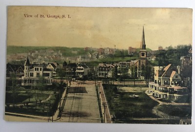 1909 NY Postcard Staten Island NYC View of St. George birds eye (RA Graef) bldgs