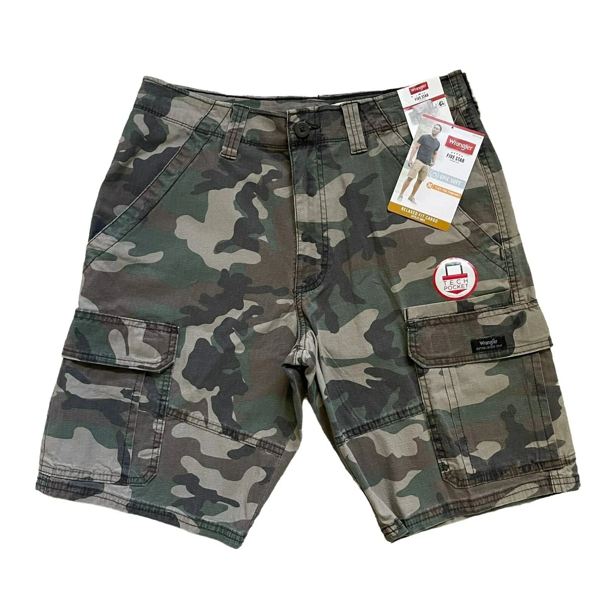 Mens wrangler cargo shorts with sale tech pocket