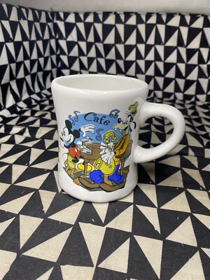 Disney Real Cool Jazz Cafe Mug Mickey Minnie Mouse Donald Duck Goofy Pluto 16oz.