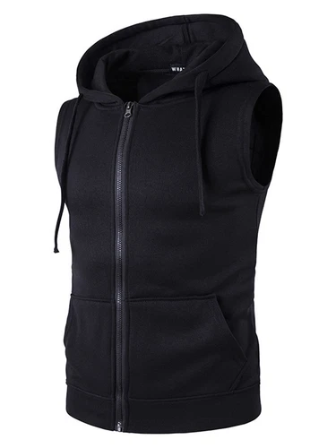 Men's Sleeveless Hoodie Casual Zipper Hooded Sweatshirt Gym Workout Tank Tops UK - Picture 10 of 52